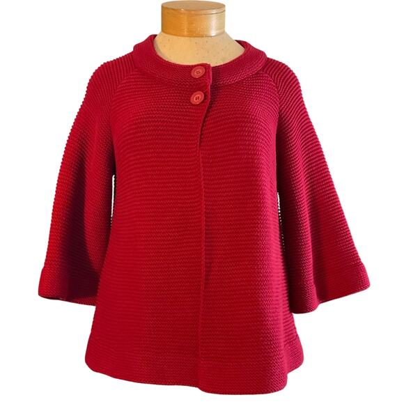 I.N. Studio Women's XL Red Knit Sweater Cotton Acrylic Button Detail Open Back - Picture 9 of 10